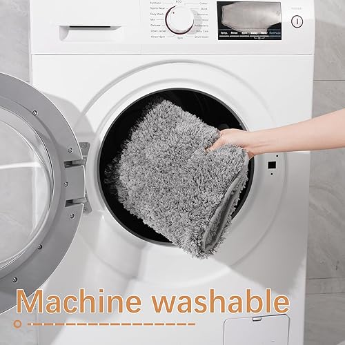 Miniatura 6 de LOCHAS Alfombra de baño de microfibra suave y gruesa y absorbente para baño, 17 x 24 pulgadas y 24 x 70 pulgadas