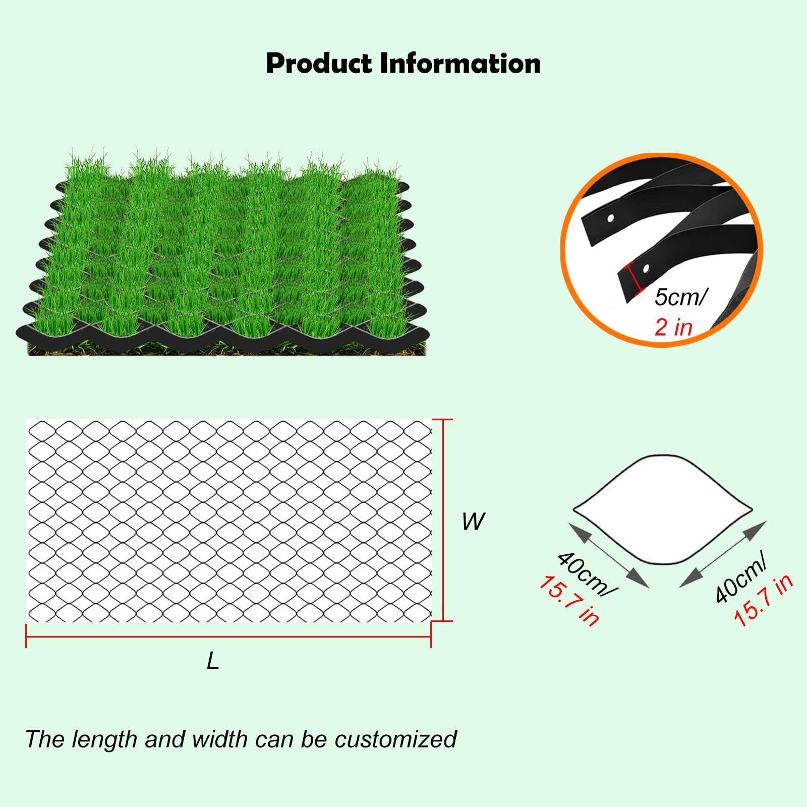 geogriglia Griglie per La Stabilizzazione del Terreno Griglie per Il Terreno Versatili, Espandibili E Pieghevoli, Griglie per Pavimentazioni in HDPE 1885 Lbs di Carico per Sq Ft GeoGrids (Size : 1x5