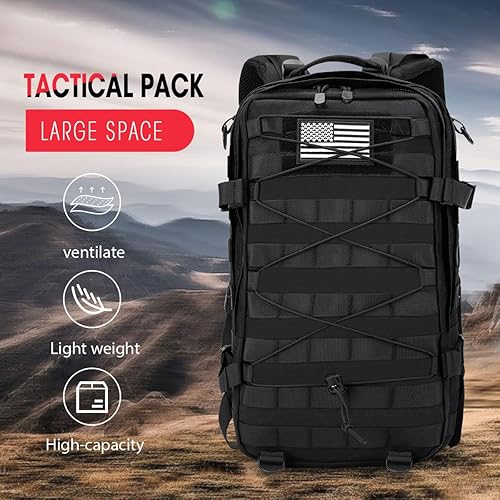 Miniatura 3 de Mochila táctica militar Lage Molle Mochila de 3 días de asalto Mochila Mochila Camping Senderismo Mochila, Negro-40L, Mochilas de mochila