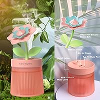 Vista 6 de Bedroom Mini Humidifier Cute, Auto Shut Off 260ml With Flower, Cool Mist, 7 Colors Night Light, Quiet, Portable Ultrasonic Essential Oil Diffuser