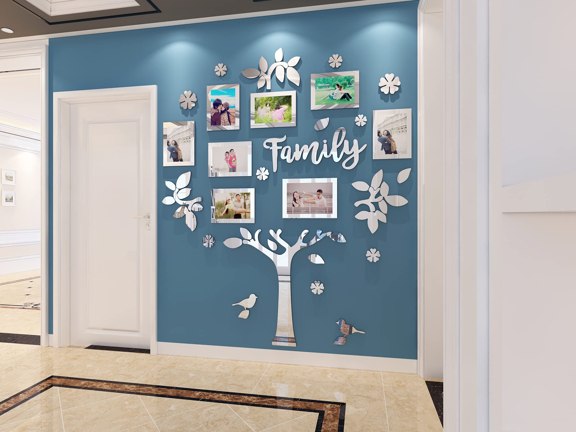 Stickers Muraux Arbre 3D - Grand Format 250x130cm, DIY, Argent (Neuf, Guangmu)