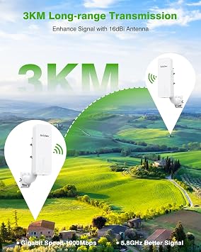 Adalov CPE661 5.8 GHz Gigabit Outdoor Wireless Bridge, 3 km, PoE Powered