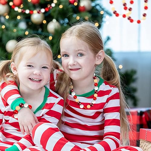 Miniatura 6 de 160 cuentas de madera de Navidad con cuentas de madera de cuerda de cáñamo de 328ft para manualidades cuentas de estampado a cuadros de búfalo