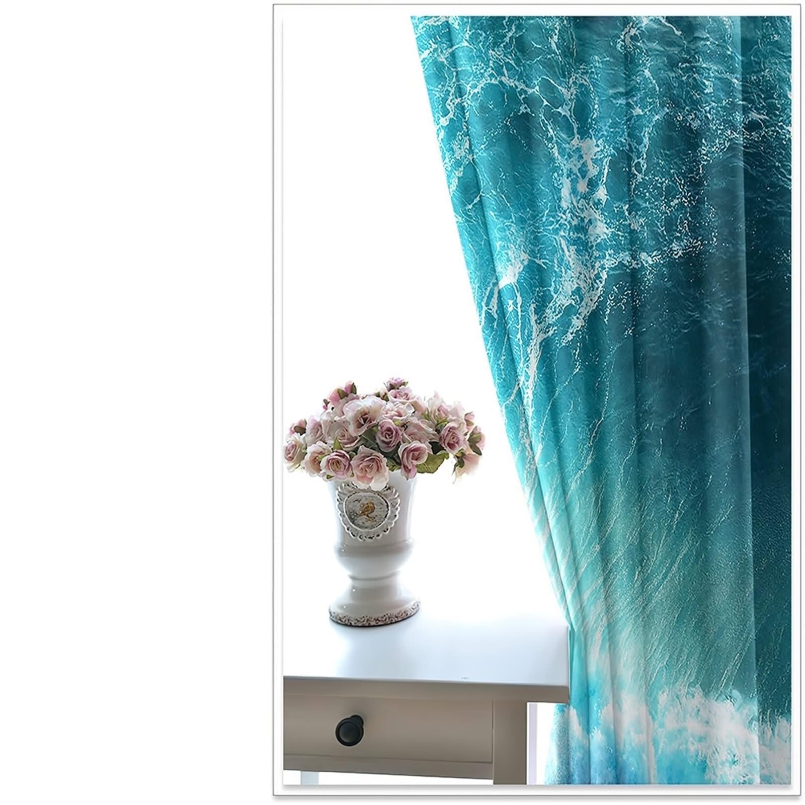 Czeska Kurtyna, Morska niebieska zasłona w stylu boho Ocean Wave 2 panele 428x244cm