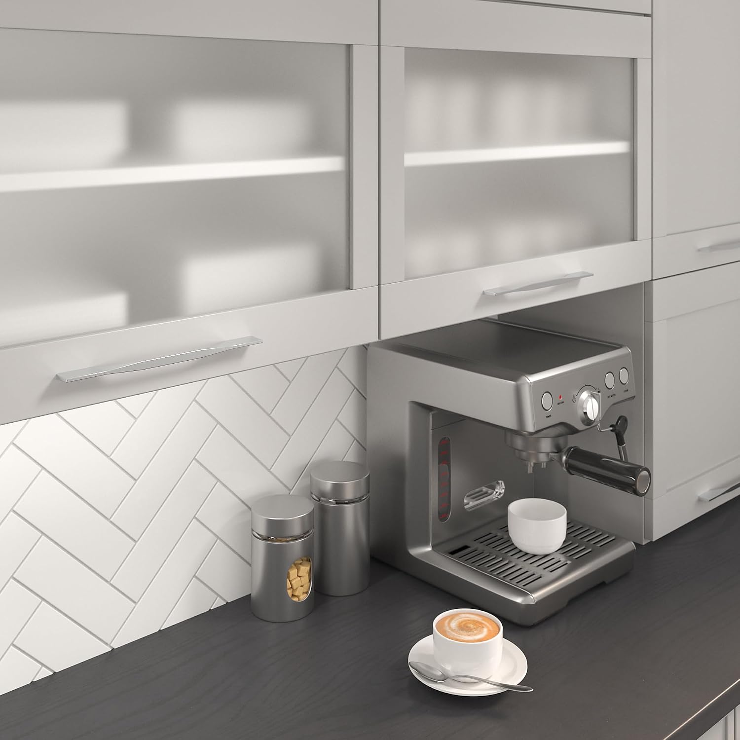 Richelieu Hardware BP9253256140 Creston Collection 8 13/16-inch (224 mm) to 10 1/8-inch (256 mm) Chrome Modern Rectangular Cabinet Pull