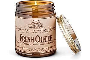 Fresh Coffee Scented Soy Wax Candle: Aroma of Roasted Coffee Beans, Sweet Cream, and Vanilla