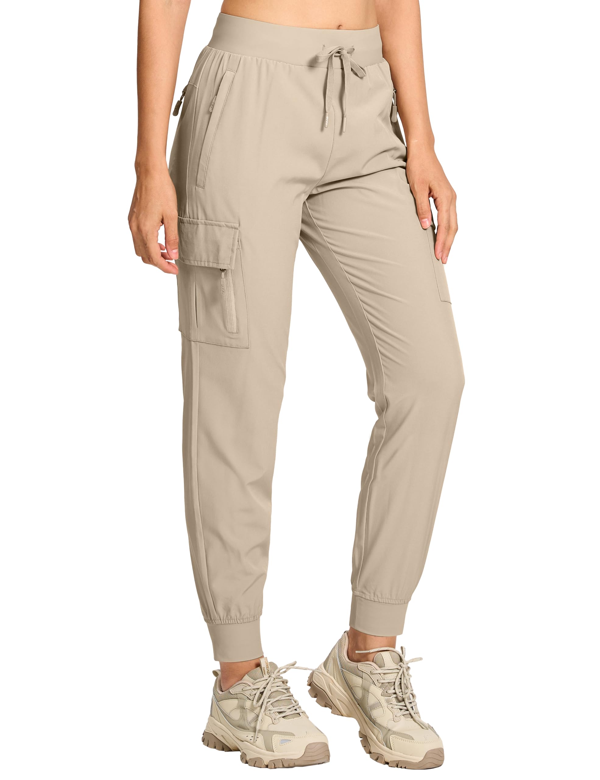 BVVU Women's Cargo Joggers Hiking Pants High Wasited Lightweight Quick Dry with Zipper Pockets Waterproof Athletic Sweatpants