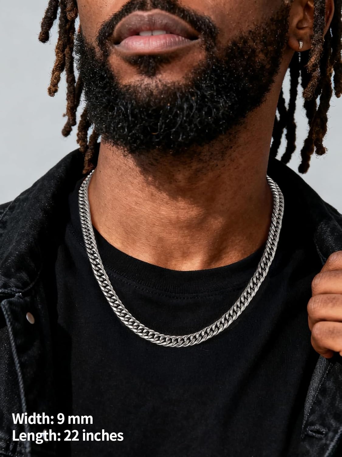 U7 Men Cuban Link Chain Necklace, Stainless Steel Franco Curb Choker, Silver/Black/14K Gold Plated Necklaces for Male Women, 6/9/12mm Width, 18-30 Inches Length Hip Hop Jewelry - Image 6