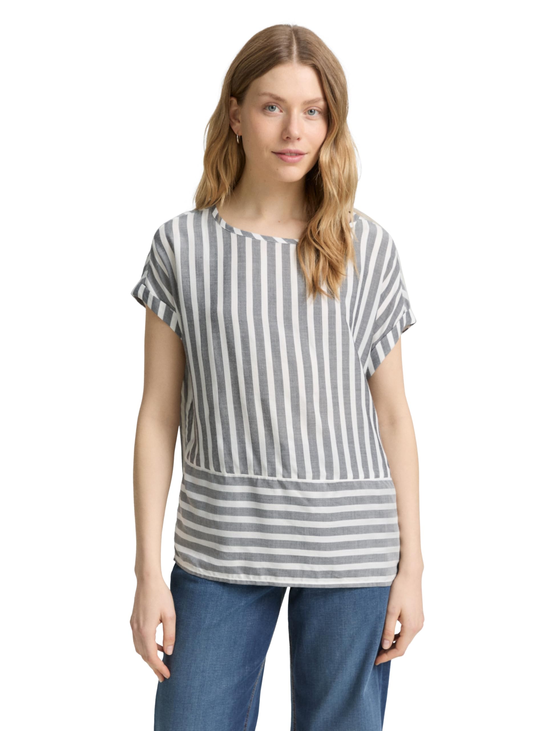 TOM TAILOR Damen Loose Fit Bluse mit Streifenmuster