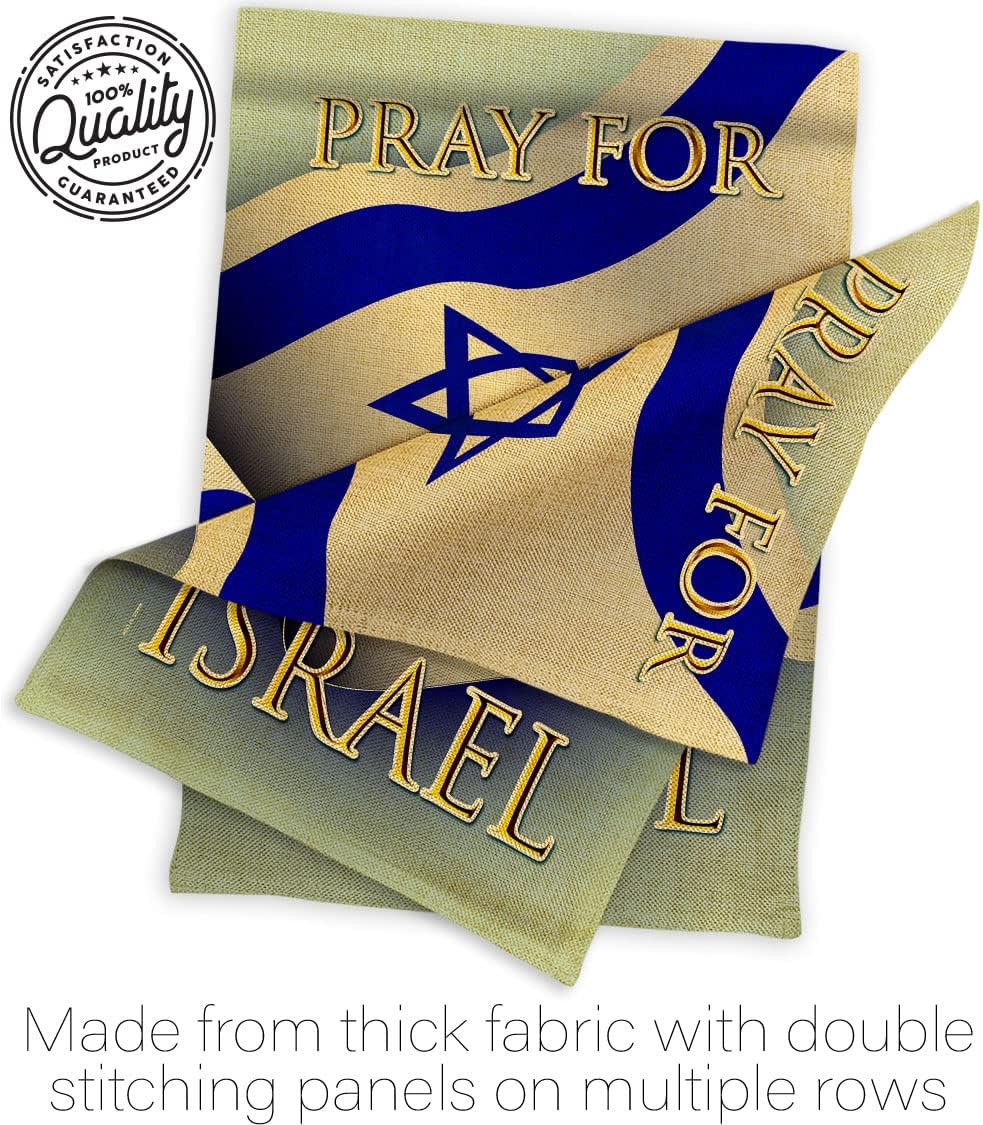 Pray for Israel Burlap Garden Flag Support Cause Home Stand with Country International World House Decoration Banner Small Yard Gift Double-Sided, Made in USA