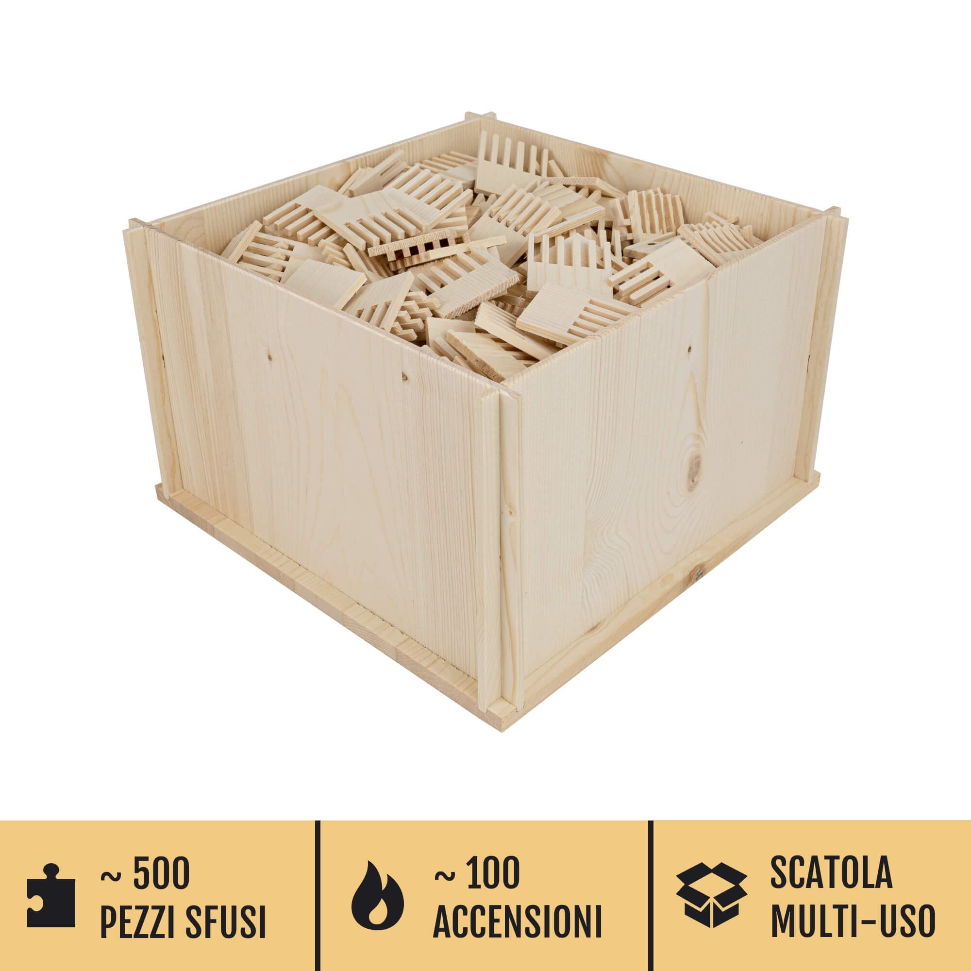 Accendifuoco naturale 100% di legno abete, indispensabile per accensione ecologica della vostra legna da ardere per stufa a legna, caminetto, forno pizza, barbec.
