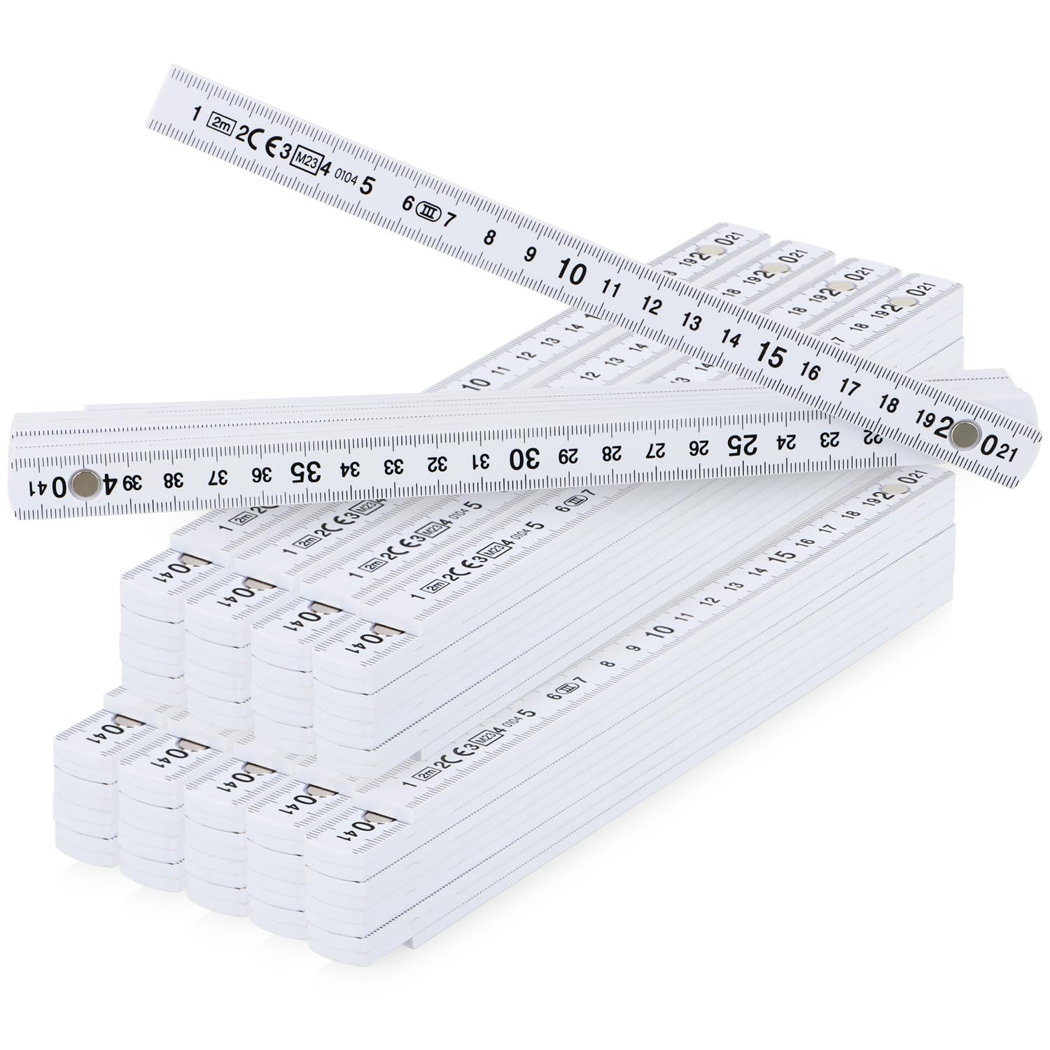 com-four® 10x mètre pliant en plastique, règle de 2 mètres avec graduation centimètre, outil de mesure pour atelier et chantier