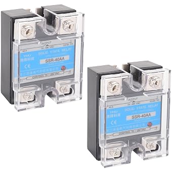 BlueStars 2-Pack SSR-40AA 40A Solid State Relay AC 70-280V to 24-480V