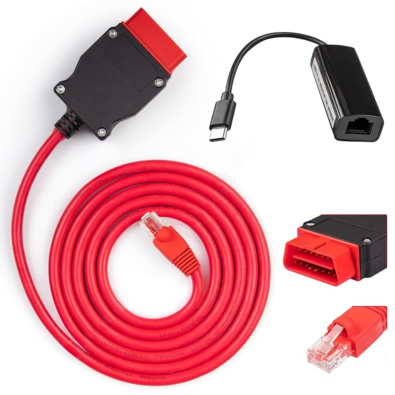 Cabo ENET OBD2 Ethernet para codificação BMW F, G e I Series com adaptador USB-C FENNICA