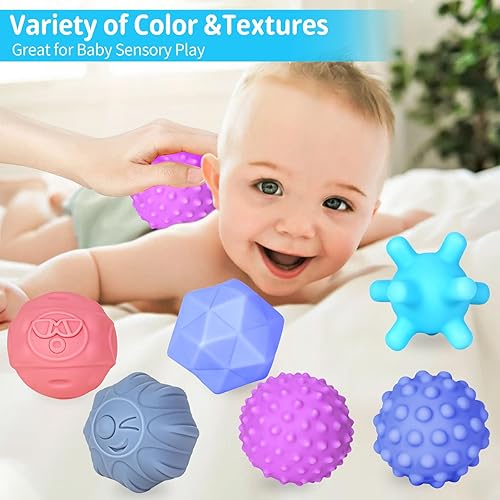 Miniatura 2 de Ynanimery Paquete de 12 bolas sensoriales para bebés, juguetes sensoriales para bebés de 6 a 12 meses, juego de bolas múltiples texturizadas para