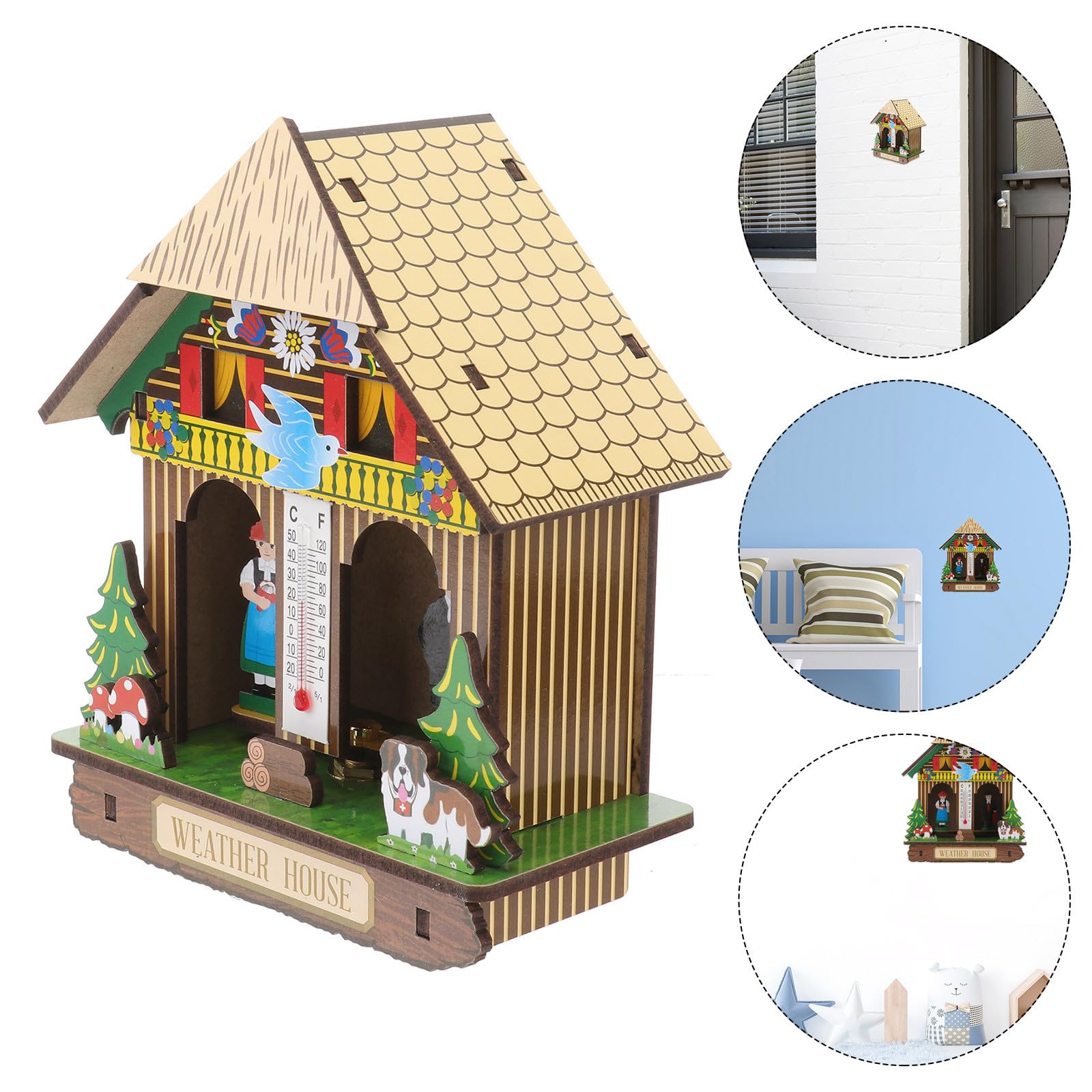 Angoily Termometro da Muro Misurazione Temperatura e Umidità Beige in Plastica Design Semplice ed Ecologico Colore Casuale per Casa e Giardino