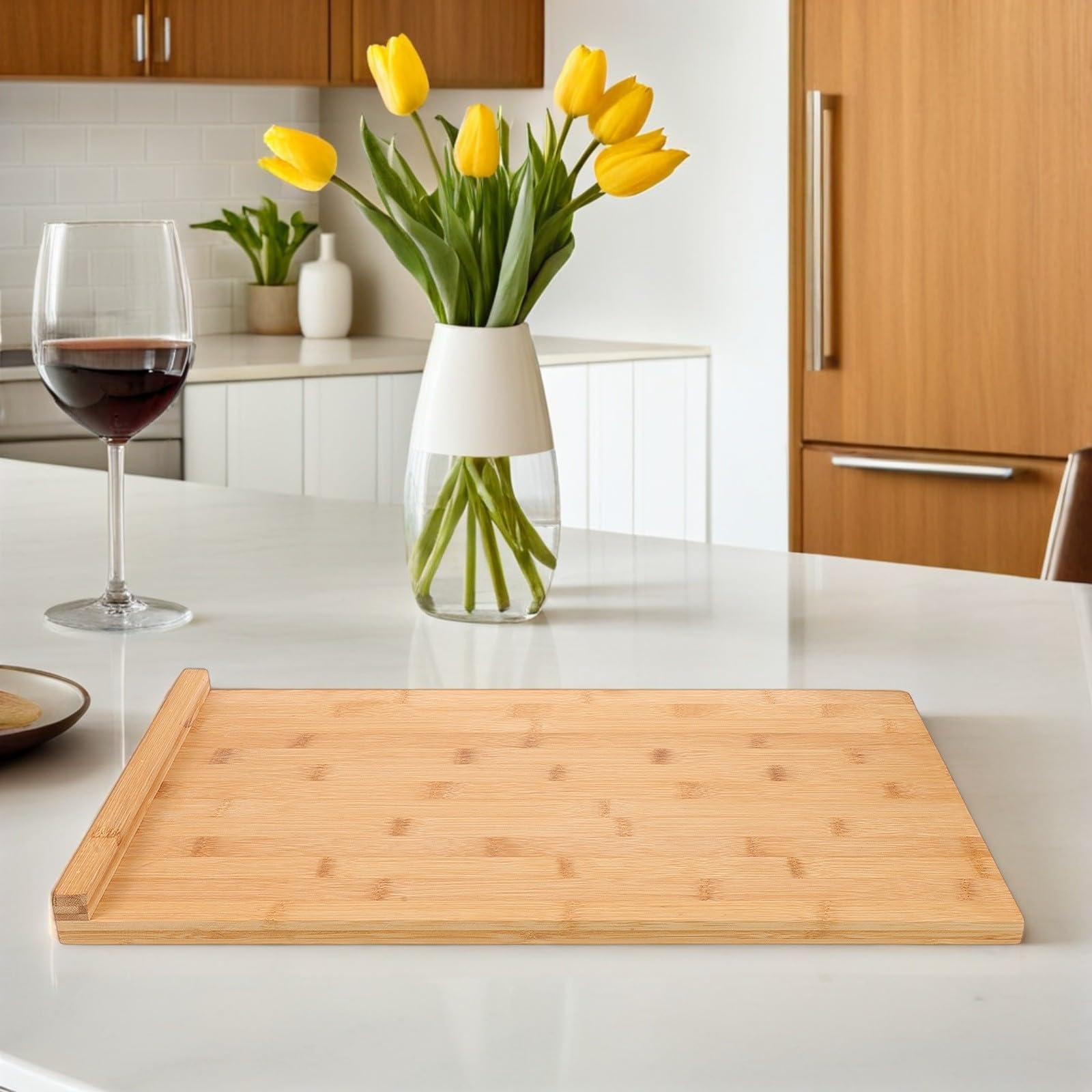 Hohopeti Tabla de Cortar Grande 50x30 Cm con Borde para Cocina, Resistente, Multifuncional para Cortar, Amasar y Picar, Apta para Lavavajillas, Adecuado para Preparar Alimentos en Hogar