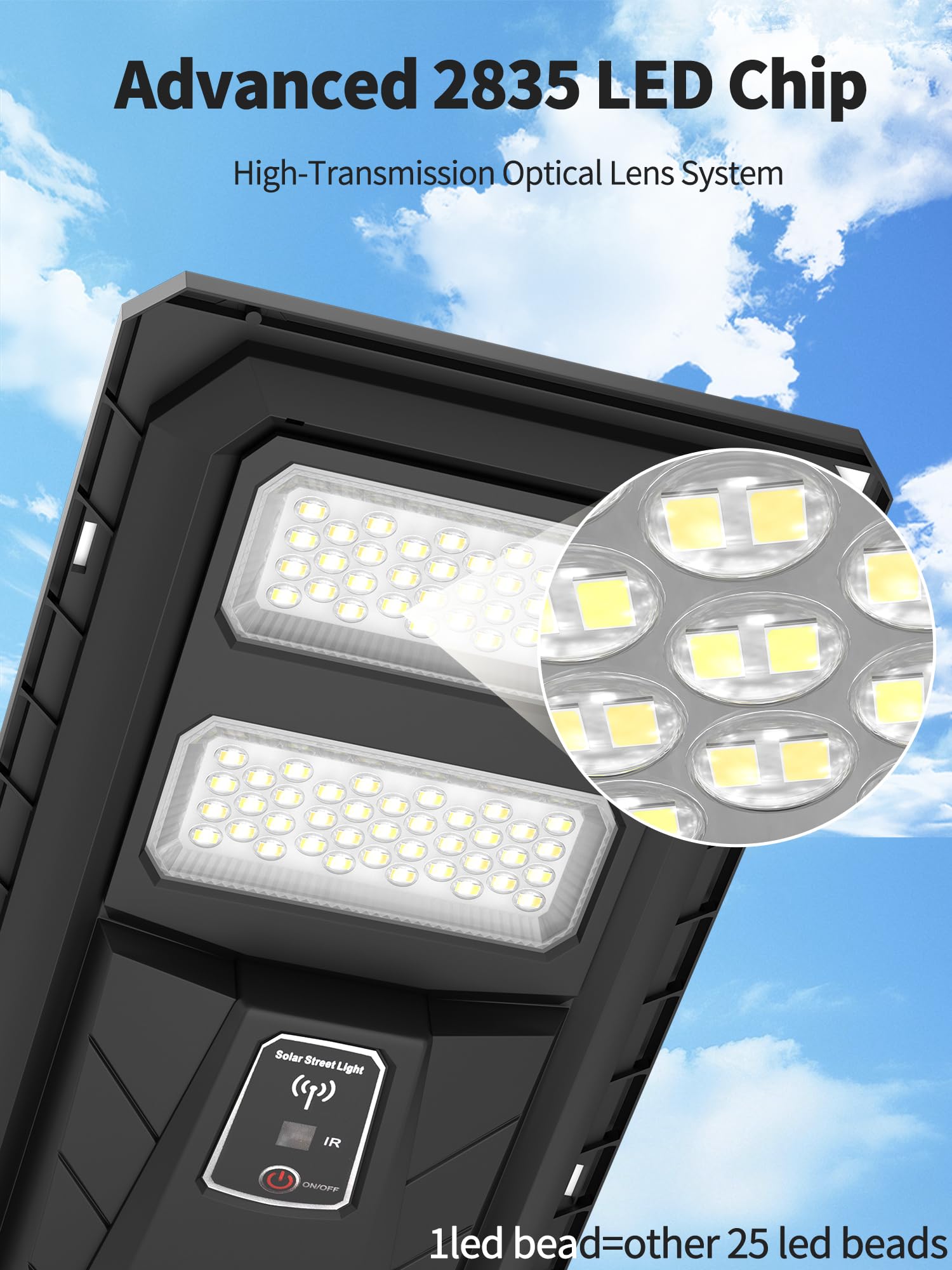 Ofuray Lampione Solare Led Esterno, 3000K/4000K/6500K Faro Led esterno con Pannello Solare, IP67 Impermeabile Lampione Stradale Solare, 10000 Mah Lampioni da Giardino per Cortile, Garage, OLT-1Pack
