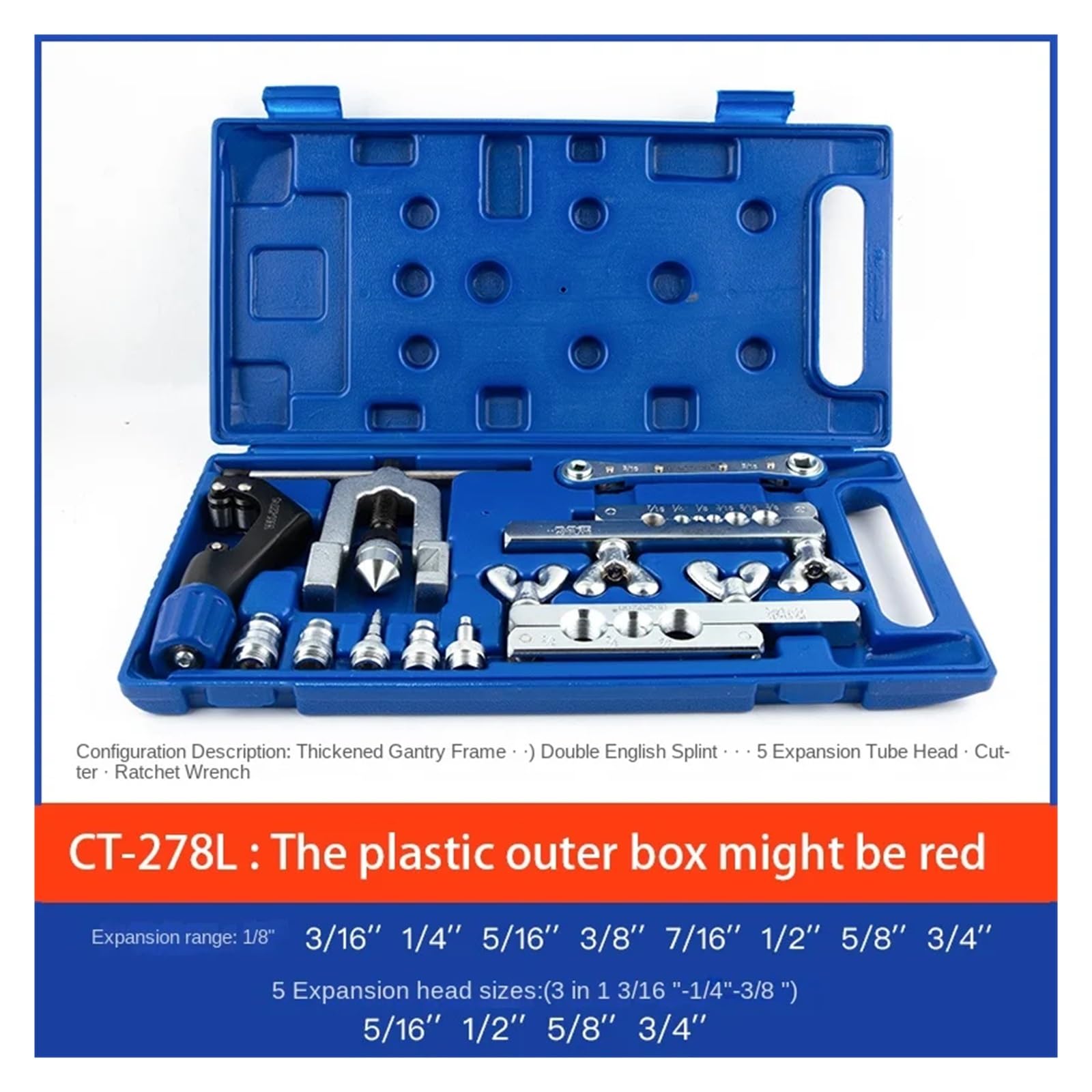 CT-278L CT-275 Cortador de aire acondicionado, escariador de tubos de cobre, expansor excéntrico, herramienta de abocardado de tubos, de refrigeración métrico/pulgadas Para cobre, aluminio y otros met