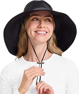 Women’s Ultra-Wide Cotton Linen Sun Hat UPF 50+, Packable, Adjustable wi...