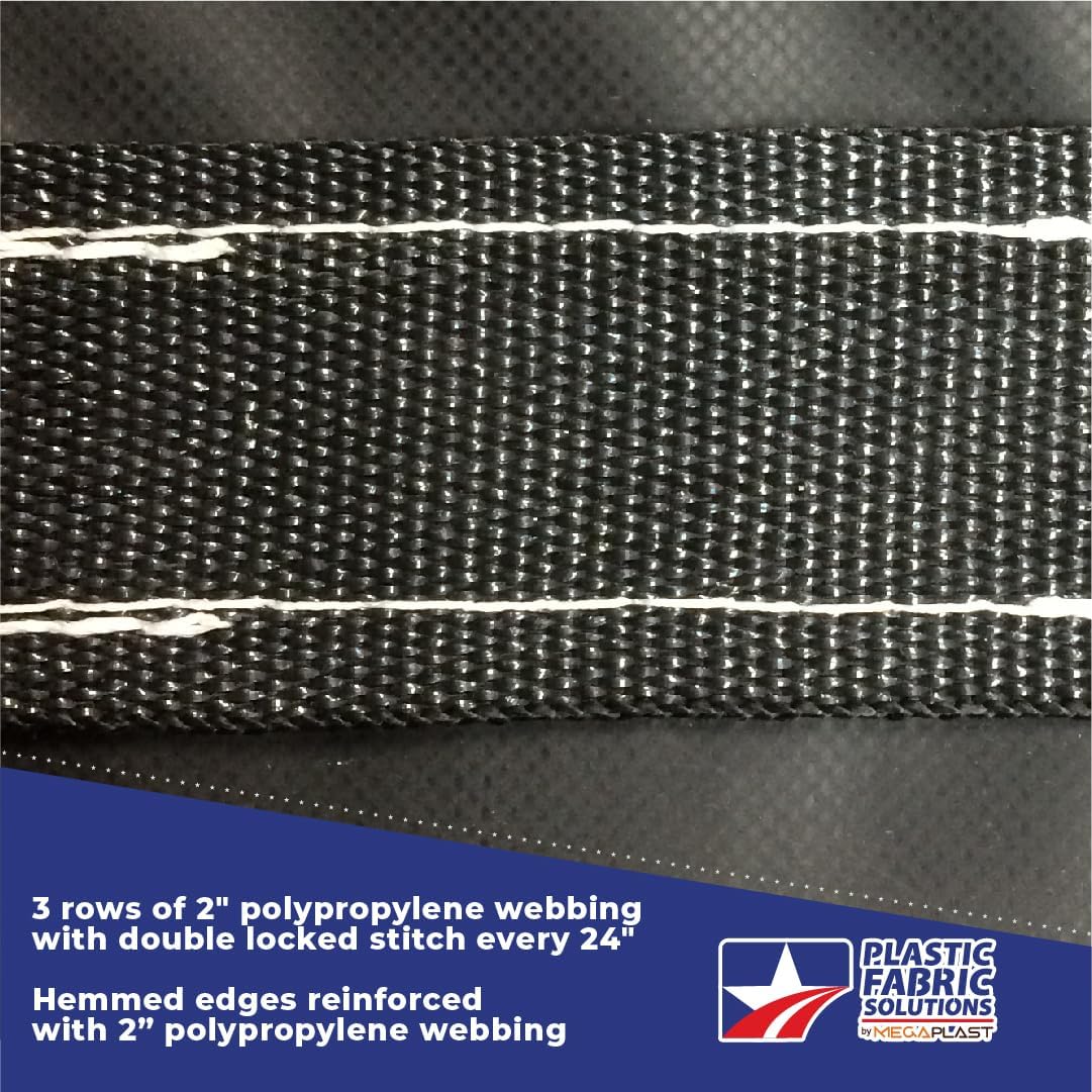 20' x 27' Lightweight 14 oz Lumber Tarp 6ft Drop - Cargo Flatbed Tarp - Black Vinyl Waterproof Rip Stop - Plastic Fabric Solutions by Megaplast