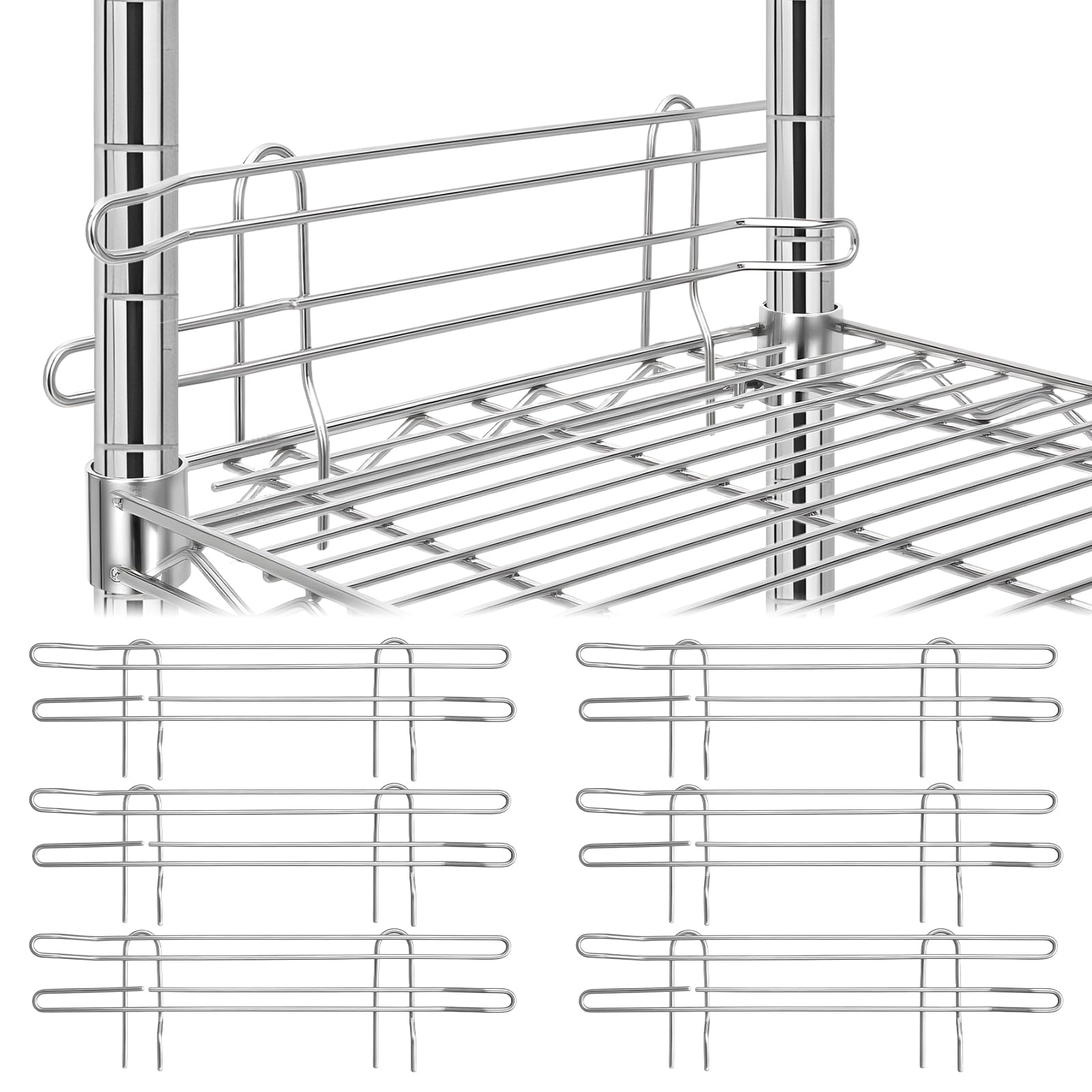 Silver Chrome Wire Shelf Ledges - Keep Items Safe! -1 Silver Chrome Wire Shelf Ledges - Keep Items Safe! -1