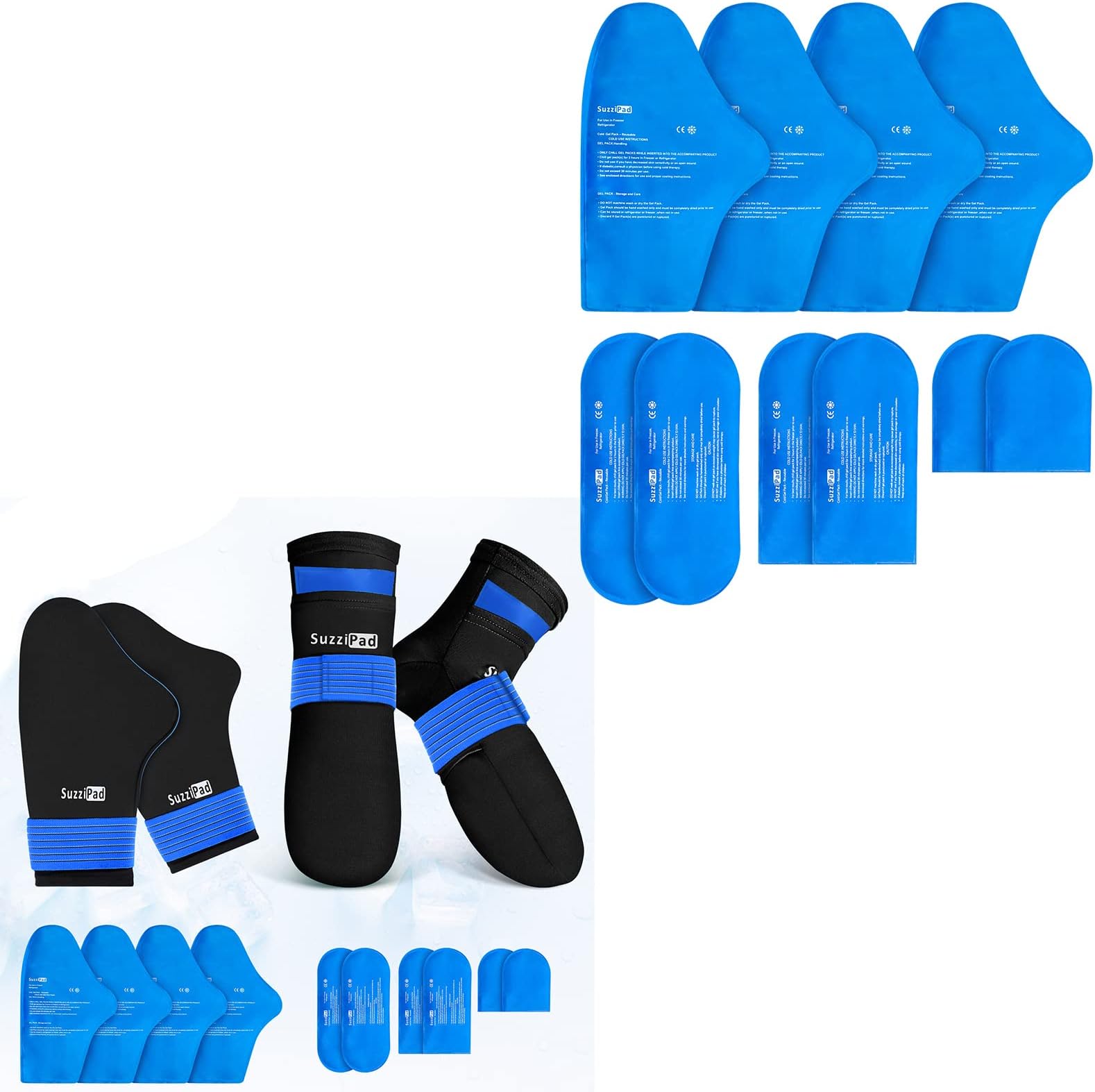 SuzziPad Cold Therapy Socks & Hand Ice Pack, Cold Gloves