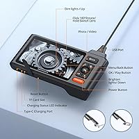 Vista 9 de Cámara endoscopio de triple lente con luz con cable semirrígido de 50 pies, cámara de inspección de alcantarillado DEPSTECH con pantalla IPS de 5