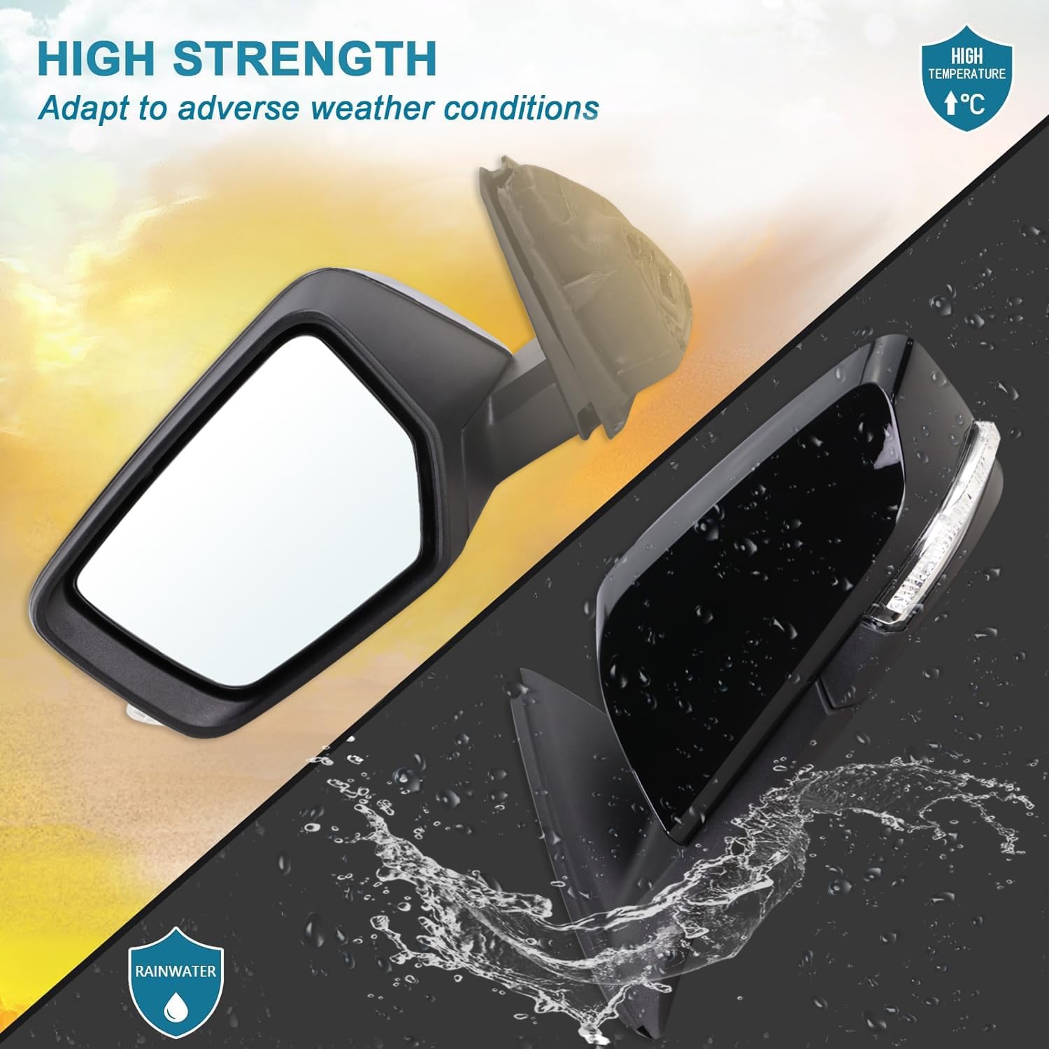 Left Driver Side Mirror Compatible With 2014 2015 2016 2017 2018 2019 Chevy Impala With Manual Folding Power Glass Heated Turn Signal Puddle Light Black Replace#22936943(8Pins)