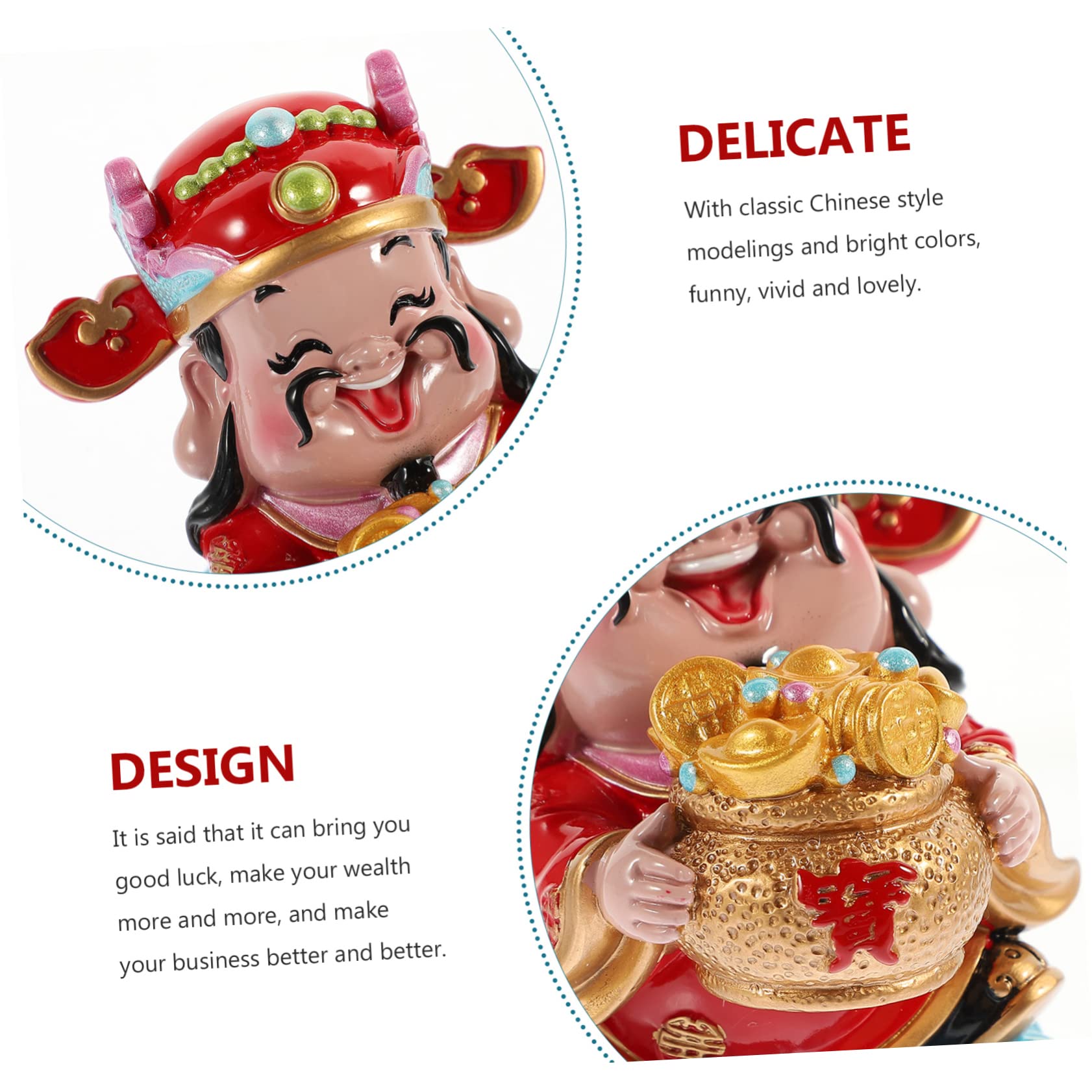 Alipis 2 Stück des Reichtums Ornamente Büro Heimdekorationen Dekorative Cartoon Statuen Innendekoration Chinesisches Maskottchen Wencaishen Glück Kuchen Topper Auto