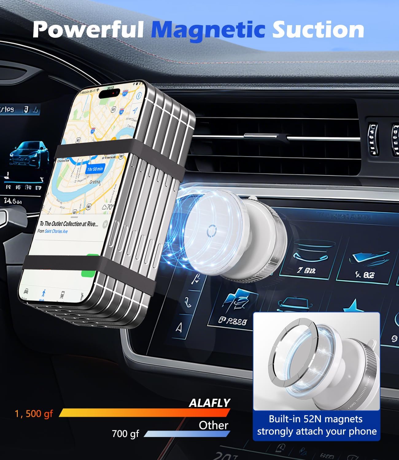 Magnetic Phone Holder Mount with Suction Cup [360° Rotatable] Compatible with MagSafe iPhone for Shower, Kitchen, Gym, Glass, Mirror, Car Display, Any Smooth Surface - White