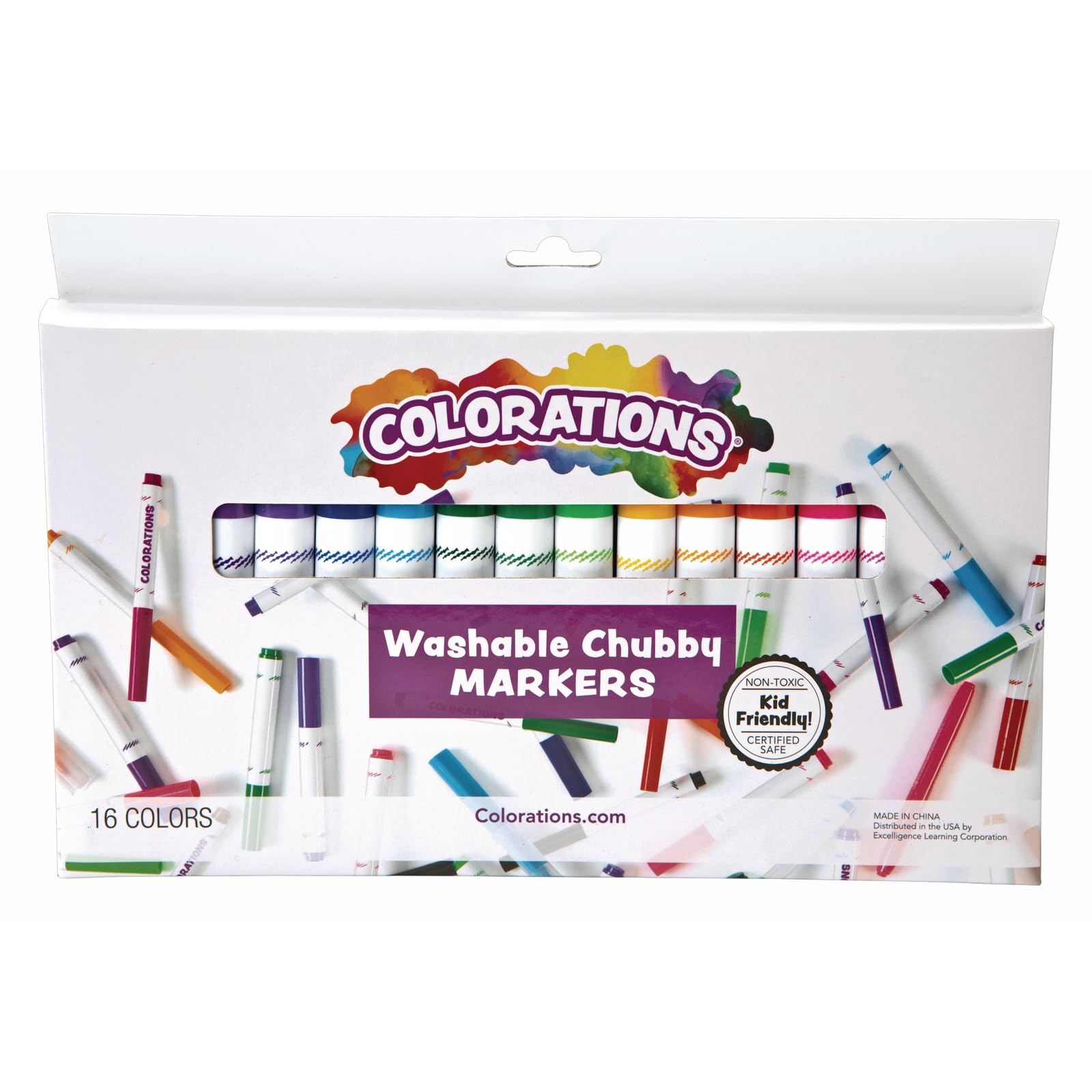 Colorations Chubby Markers, 16 Colors, Conical Tip, Coloring, Paper, Kids, Posters, Drawing, Bold Colors, Home, Classroom, School Supplies, Art