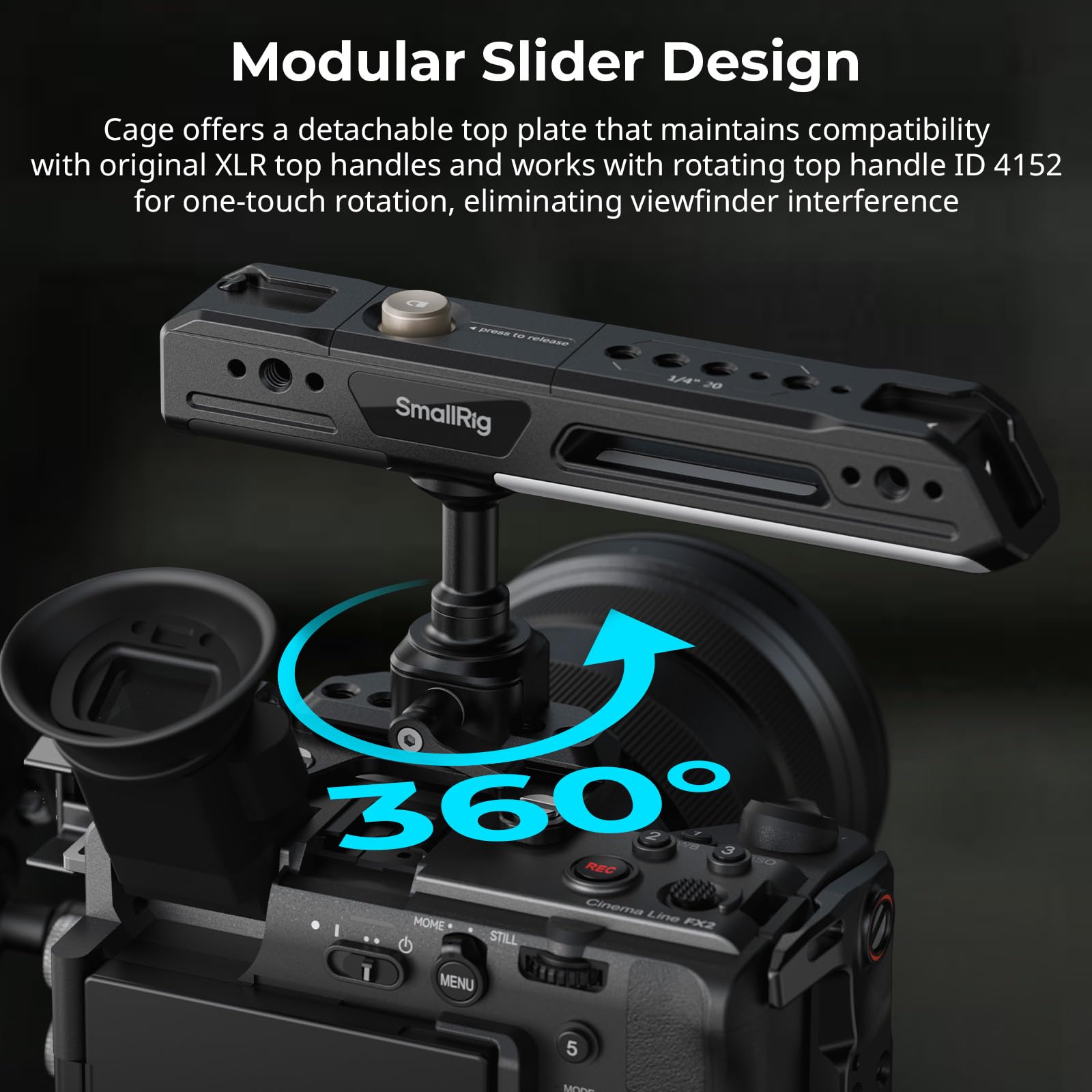 SMALLRIG Cage pour Appareil Photo pour Sony FX2, HawkLock à Fixation Rapide FX2 avec Plaque Supérieure, Serre-Câble HDMI, Compatible avec Poignées Supérieures XLR d'origine - 5587
