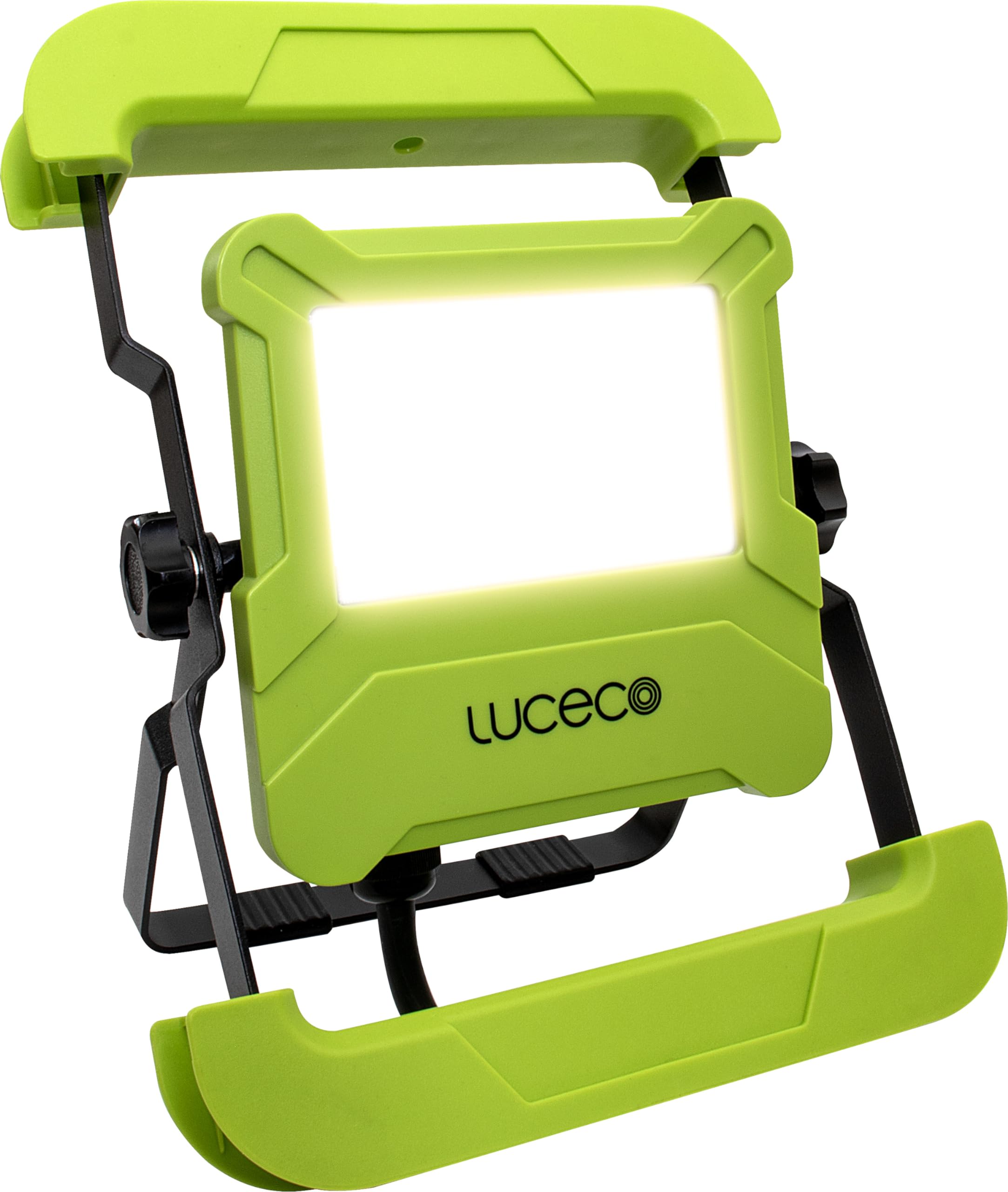 Luceco Foldable Compact Worklight with 13A Power Socket 30W 2400Lm 5000K - 1.5M Cable and UK Plug