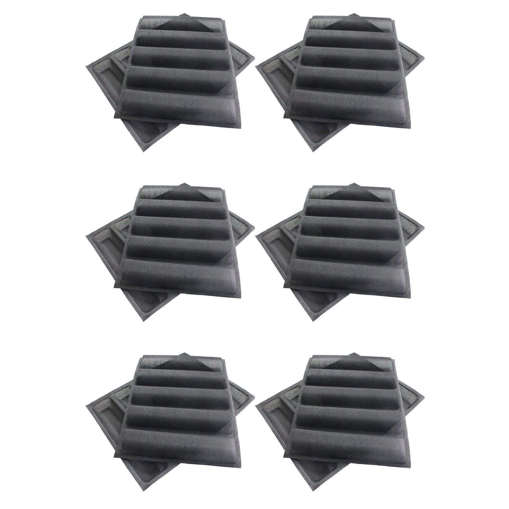 Hndhbfgrt 12Pcs Silicone Perforated Baking Forms Sandwich Mold French Bread Pan Food Mat 5 Loaf Non-Stick Baking Liners