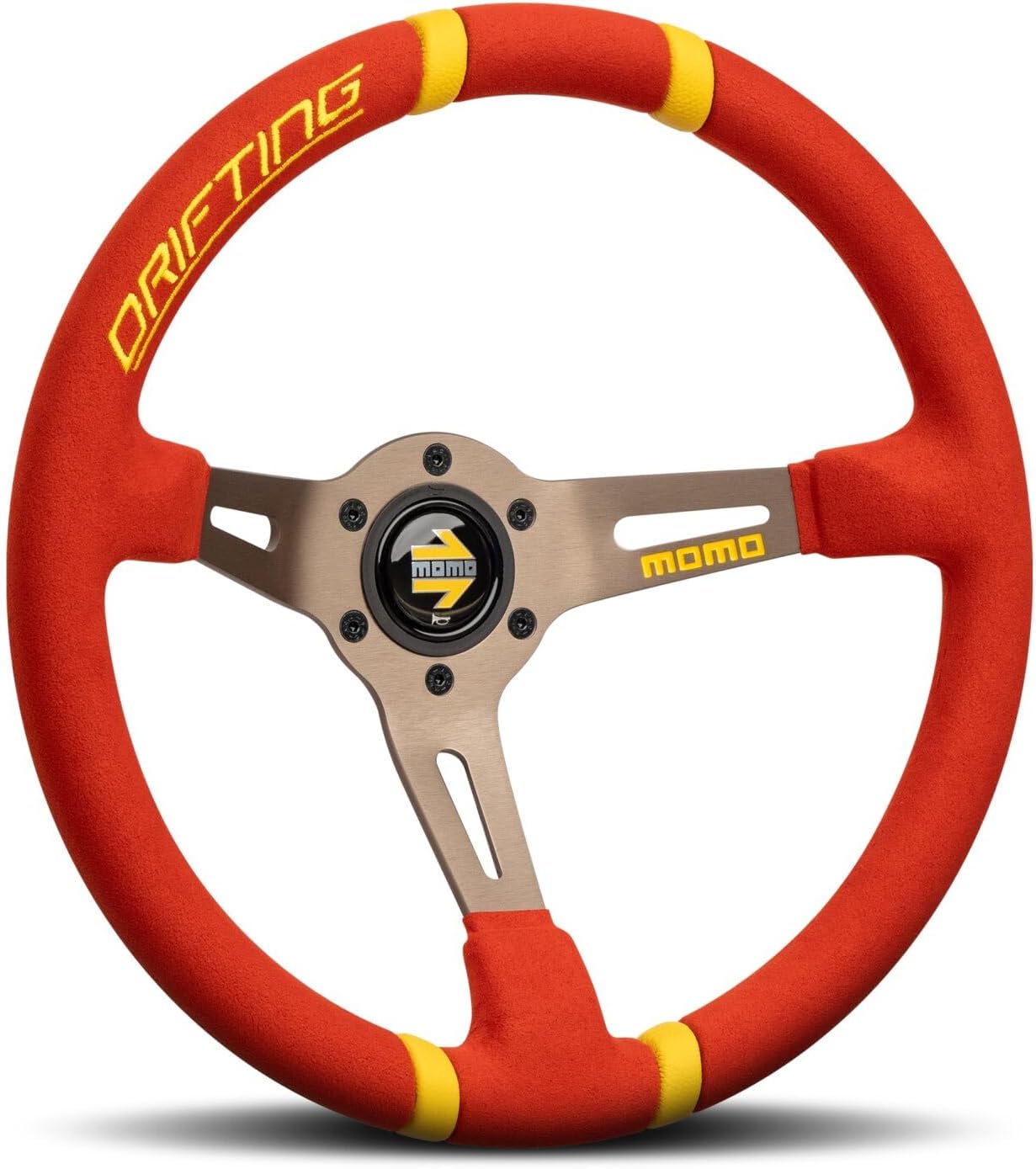 MOMO Drifting Microfiber Steering Wheel 350mm – Red Microfiber/Anthracite Spokes