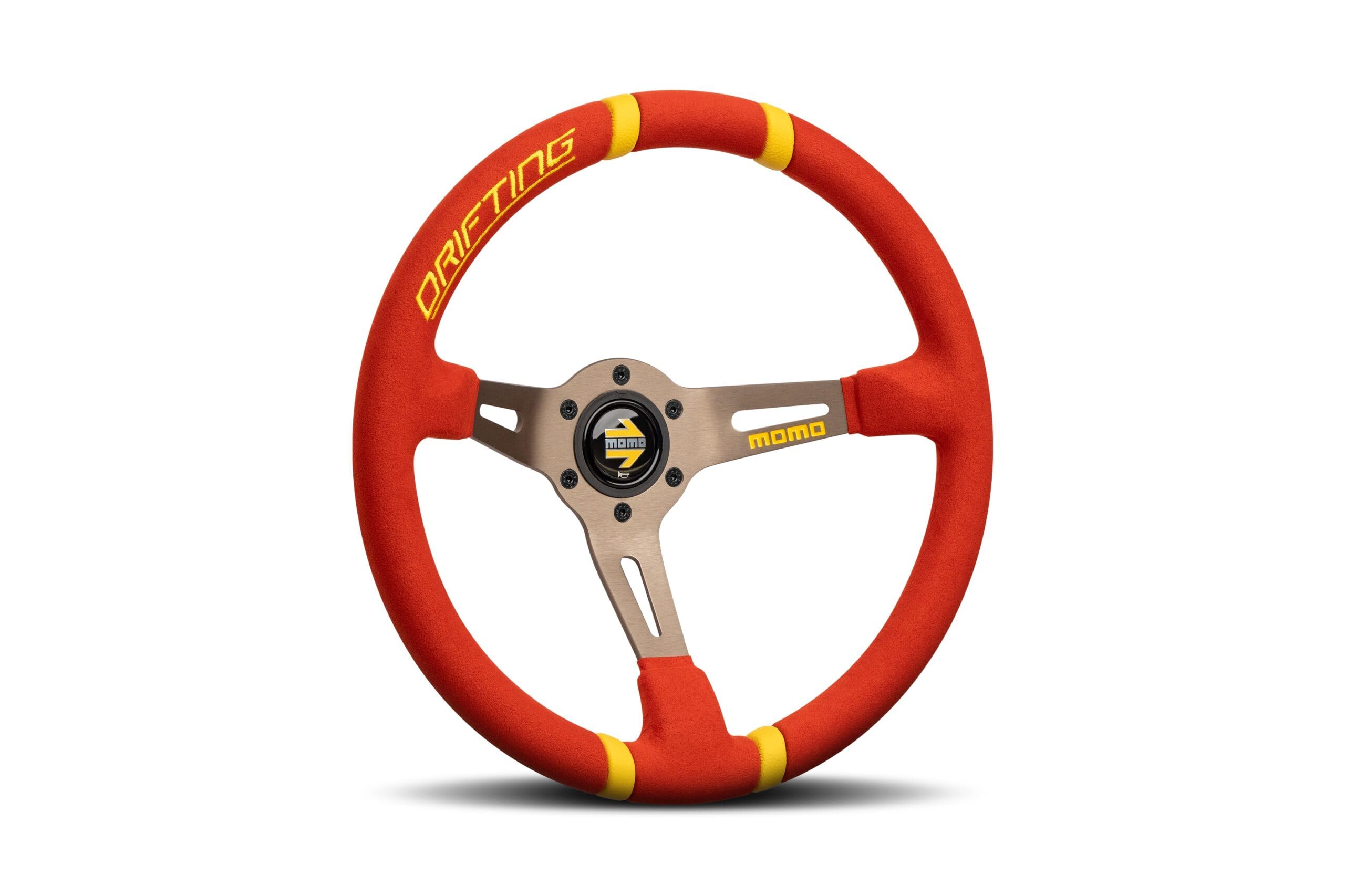 MOMO Drifting - Volante in microfibra, 350 mm, colore: Rosso/Raggi Antracite