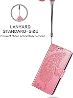 Vista 4 de Funda compatible con Galaxy A32 4G con diseño de mariposa con diamantes en relieve, de piel sintética, ranuras magnéticas para tarjetas con soporte