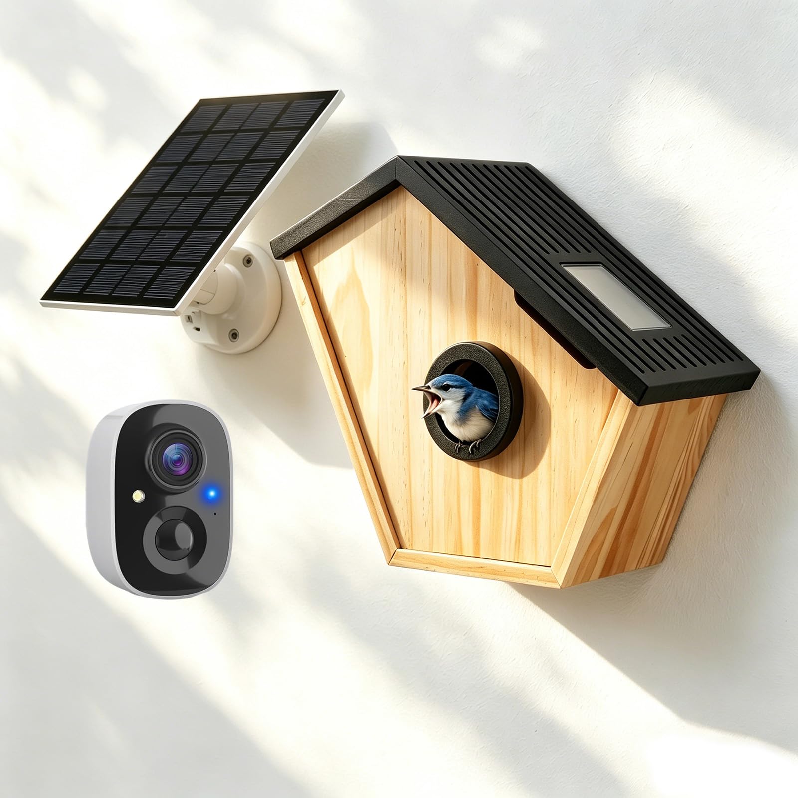 Smart Bird House with Camera Solar Powered,2K HD Wireless Bird Nest Box for Outdoors,Watch Nesting and Hatching,Night Vision,2.4G WiFi & App Notification,Bird Houses for Garden