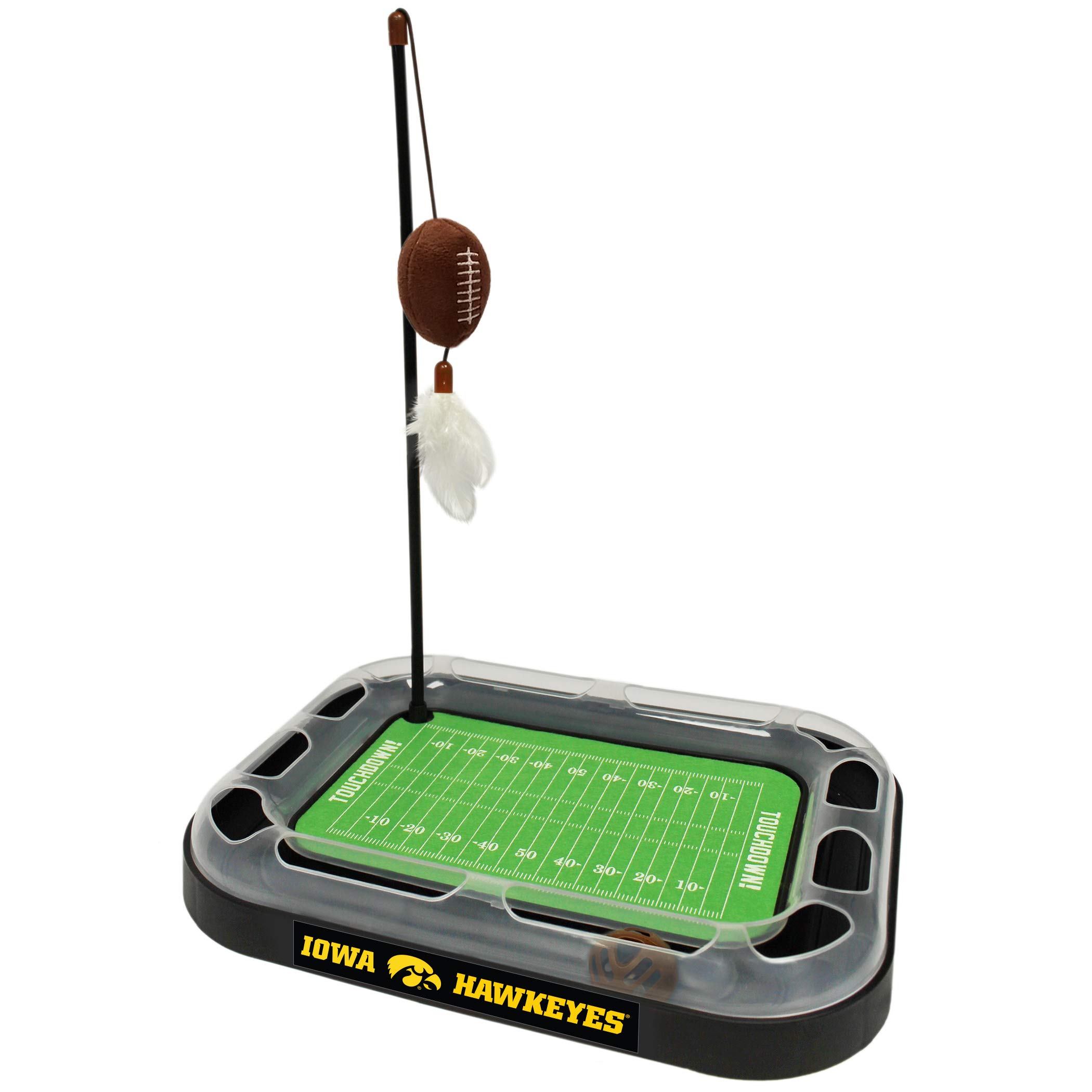 Pets First Griffoir et jouet de football en peluche avec herbe à chat, plumes et grelot interactif – Jouet pour chat 5 en 1