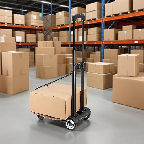 Miniatura 6 de JEUIHAU Camión de mano plegable, capacidad de 55 libras, 2 ruedas, carrito de utilidad de construcción sólida resistente, carrito de equipaje con