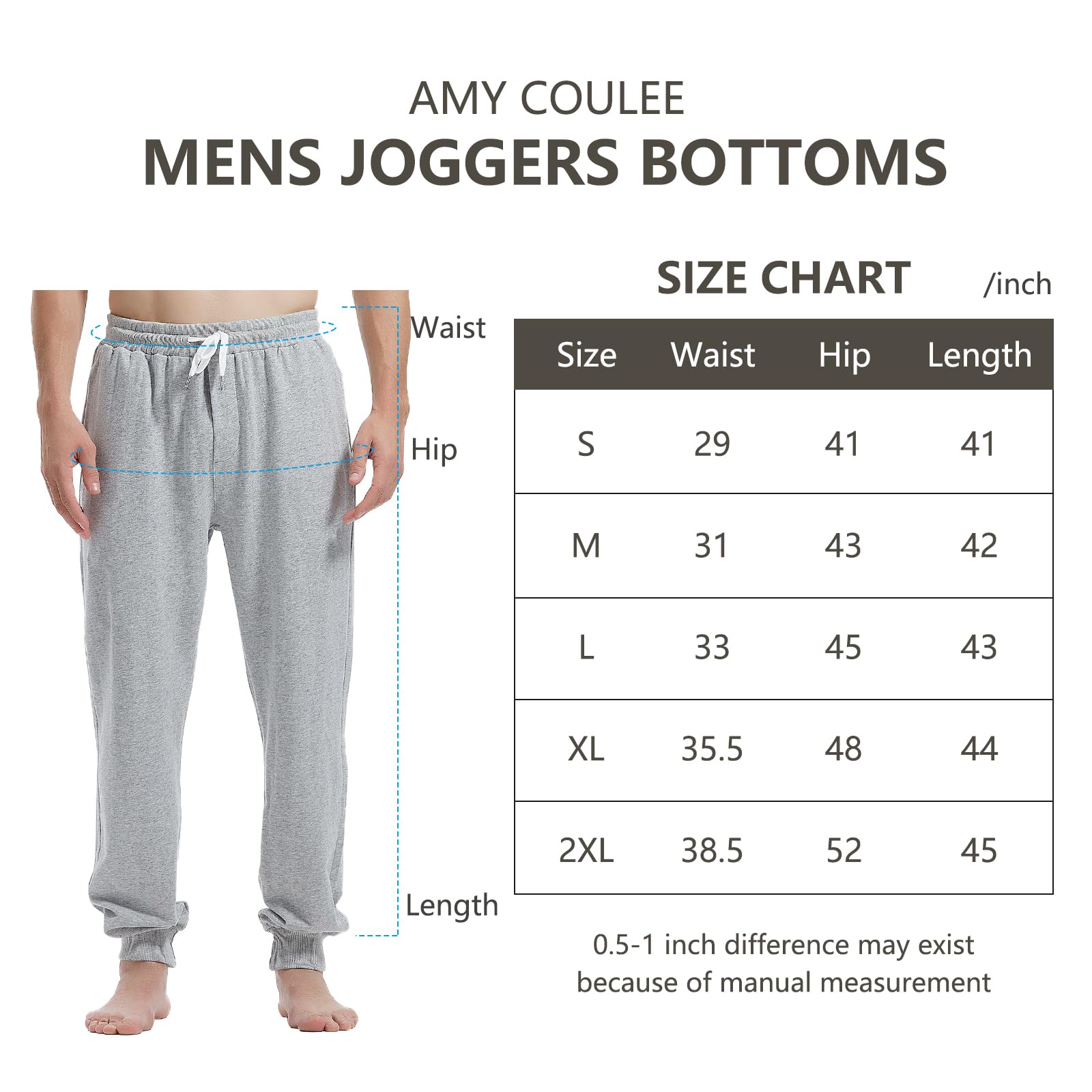 Amy Coulee Pantaloni sportivi da uomo in cotone con tasche