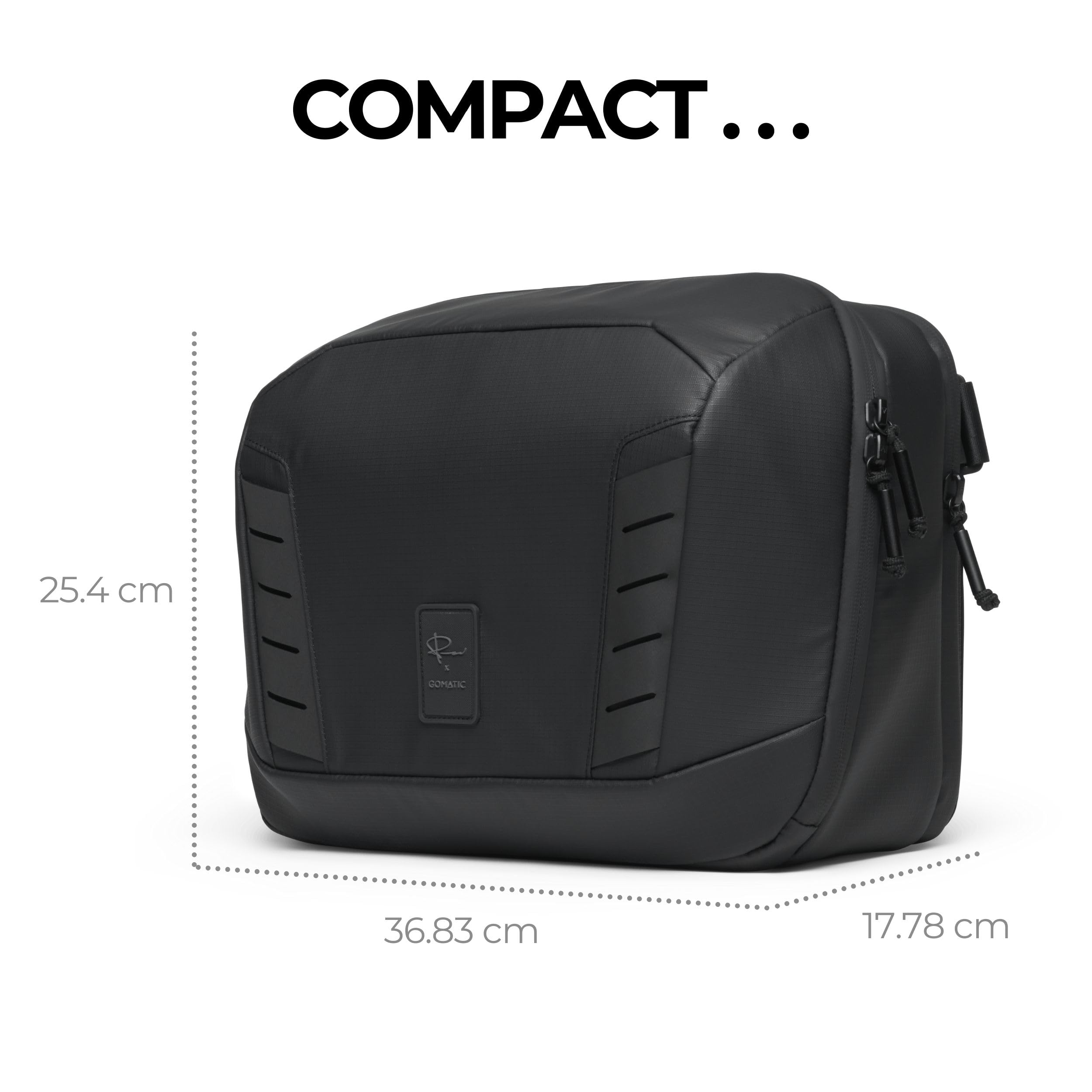 Gomatic Camera Sling 13L – Sac Photo Moyen résistant à l’Eau – Accès Rapide, Organisation Tech, Sangle bandoulière – pour Reflex, Drone, Tablette – Design Peter McKinnon – Noir