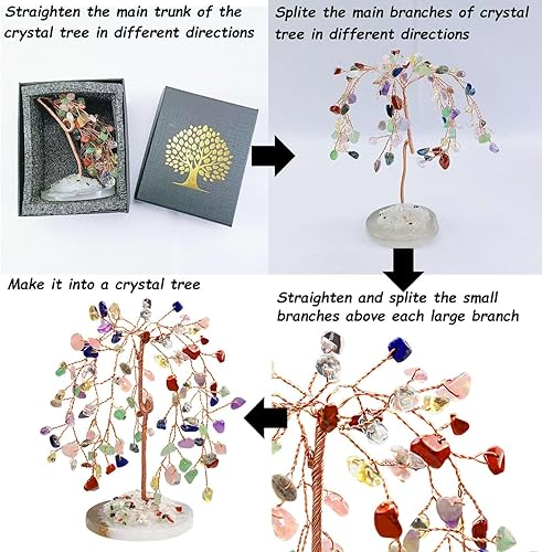 Miniatura 4 de LAIDANLA Árbol de cristal curativo natural de citrino, árbol de dinero, árbol de sauce, base de ágata, alambre de cobre, Feng Shui, árbol energético