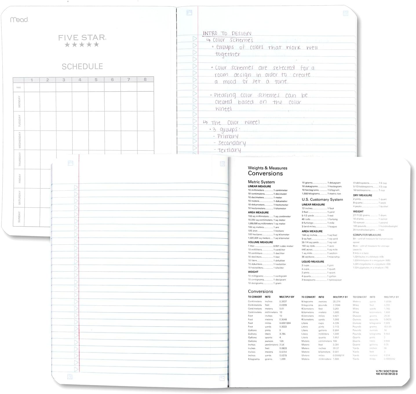 Five Star Composition Books + Study App, 6 Pack, College Ruled Paper, 9-3/4" x 7-1/2", 80 Sheets, Black, Red, Green, Blue, Purple, White (850065A-ECM)