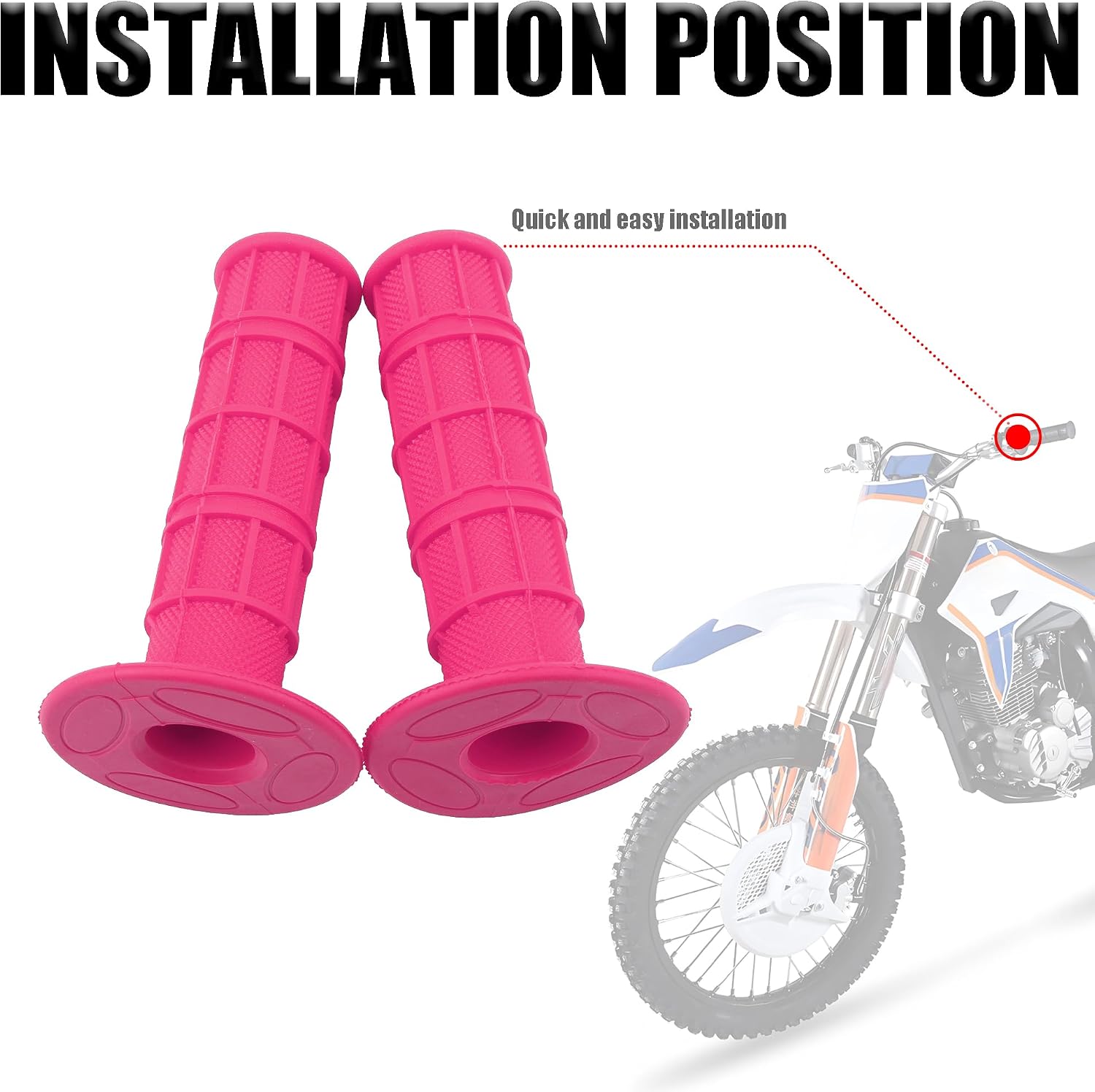 PowerMotr Motorcycle 22mm Universal Grips 7/8" Anti-Slip Rubber Bike Handlebar Waffle Grips Replacement for CRF EXC Motocross Motorcycle Offroad Dirt Pit Bike