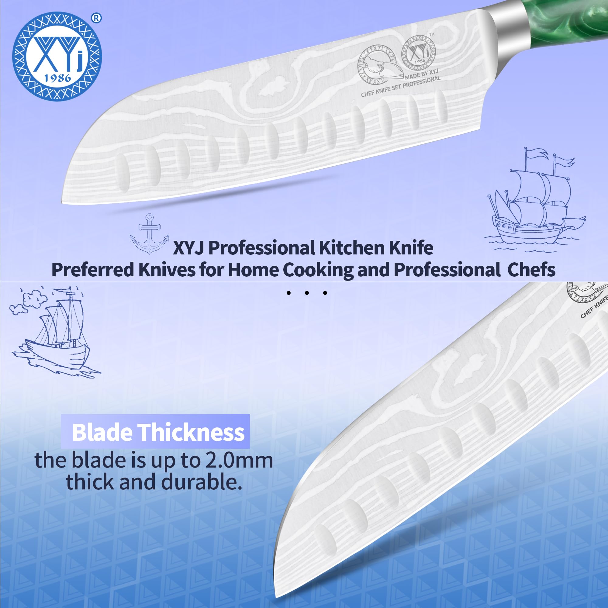 XYJ cucina verdura coltello in acciaio inox 7 pollici rasoio affilato giapponese Nakiri coltello, mannaia di carne, affettare cucina chef coltello con copertura, manico ergonomico