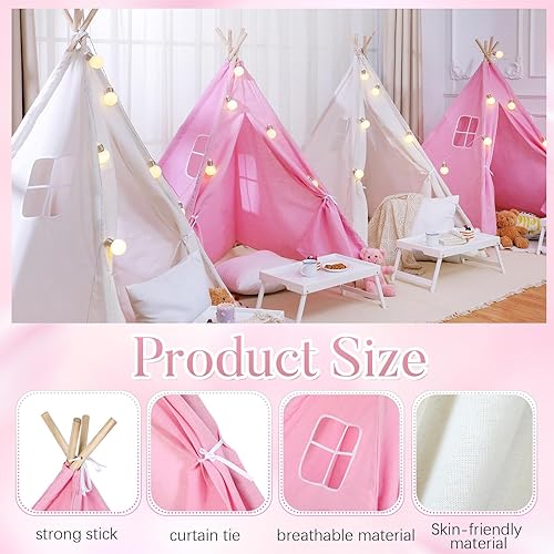 Miniatura 3 de Paquete de 4 tiendas de campaña tipi para niños, tienda de campaña Tipi para niños y niñas, para interiores y exteriores, tiendas de campaña