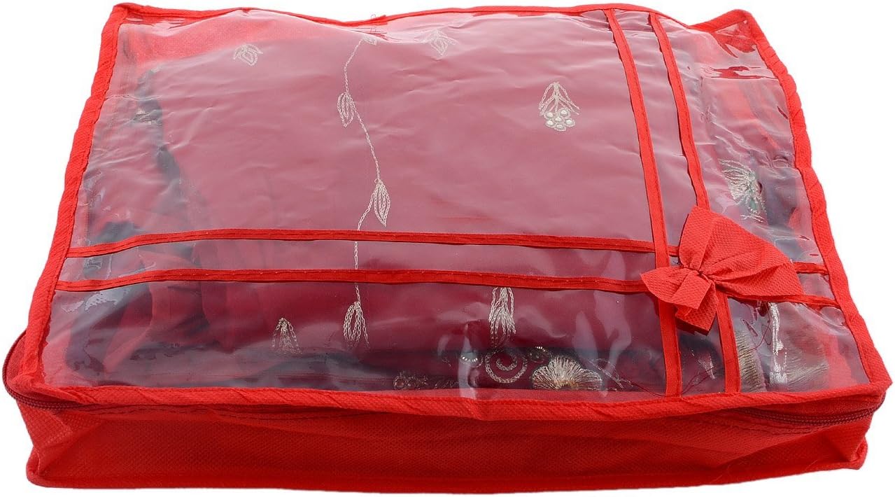 JaipurCrafts Saree Cover 12 Pcs Combo In Non Wooven Material (Red)