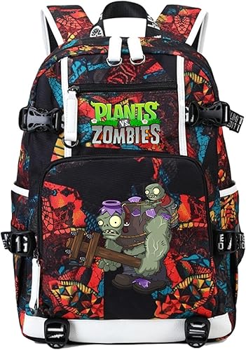 ISaikoy Game Plants vs. Zombies Mochila Bandolera Bolsa de Libros Mochila Bolsa Portátil Color Rojo, Rojo 1, Mochilas Daypack
